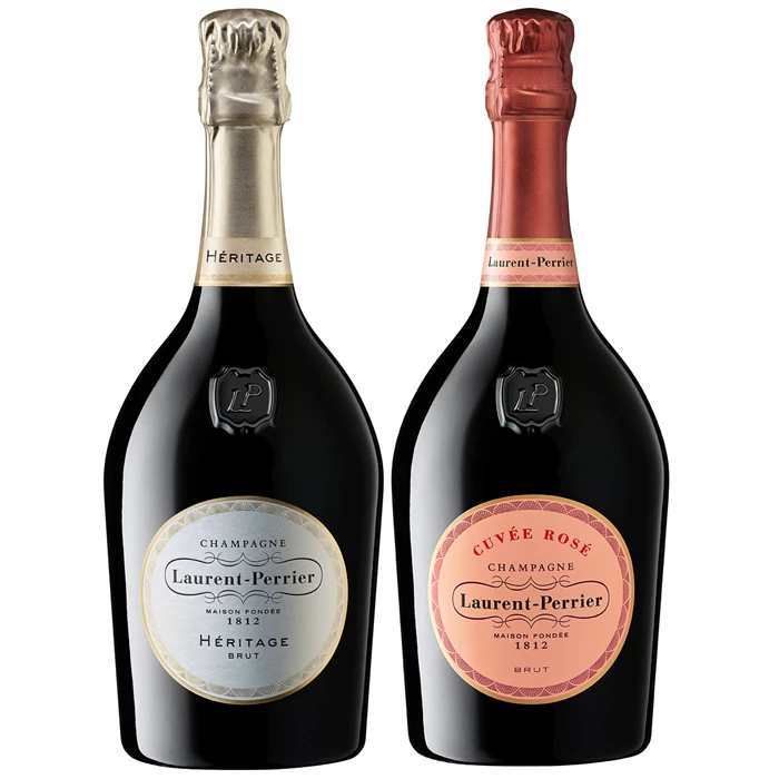 Mixed Laurent Perrier Cuvée Rosé and Heritage MV (2x75cl) – Luxury Champagne Gift Set
